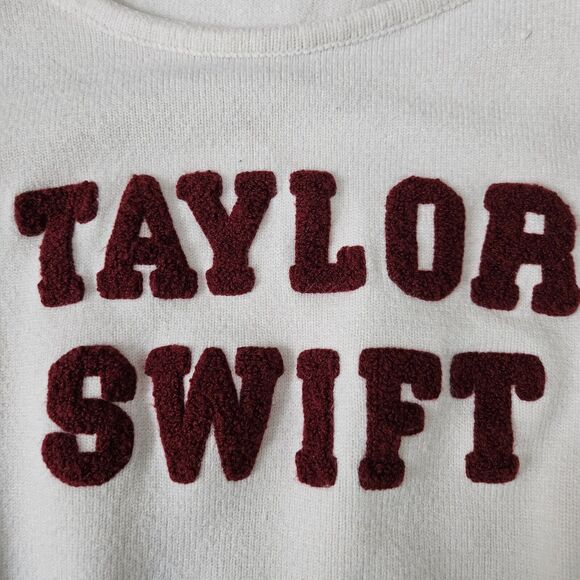 TAYLOR SWIFT Varsity Letterman Sweater RED ALBUM Womens Size Medium Semi Crop - Picture 5 of 16